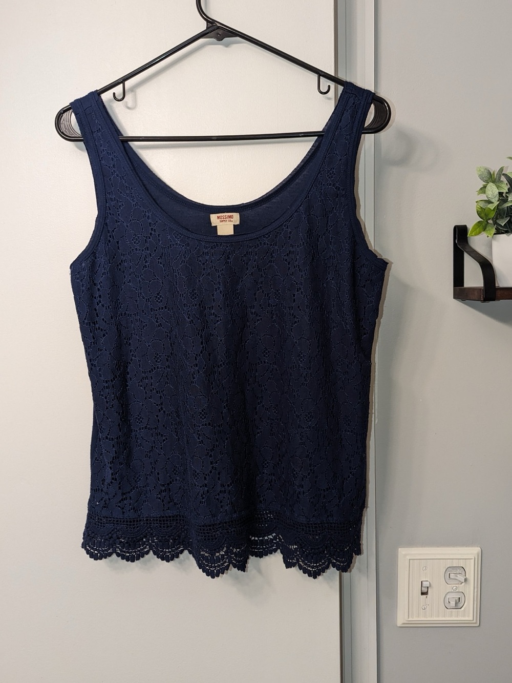 3/$12 Blue Lace and Cotton Tank Top Blouse